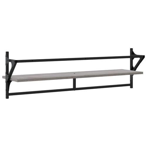 Væghylder med stænger 2 stk. 100x25x30 cm grå sonoma-eg