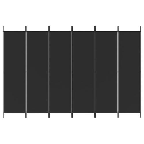 6-panels rumdeler 300x200 cm stof sort