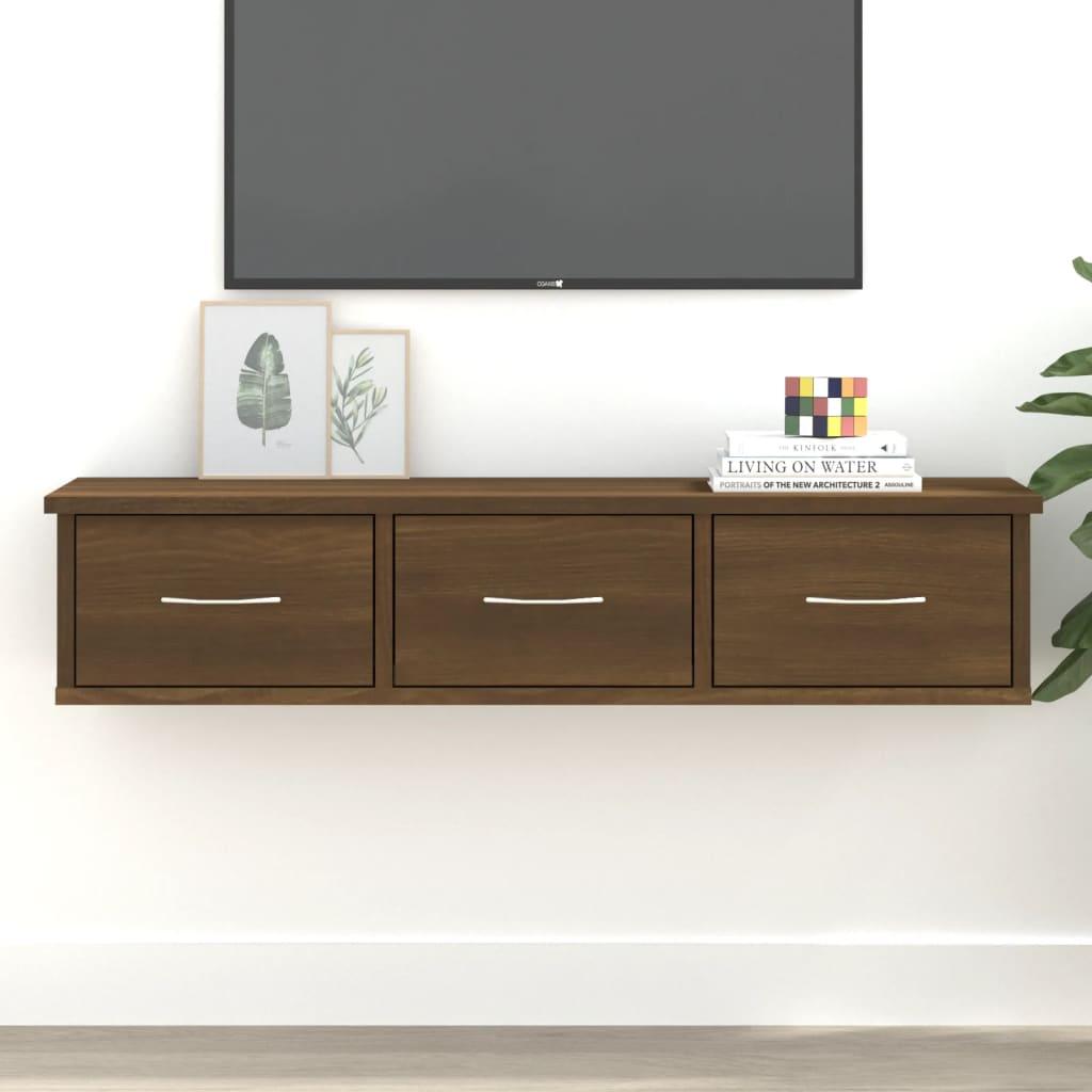 Vægskab 88x26x18,5 cm konstrueret træ brun egetræsfarve