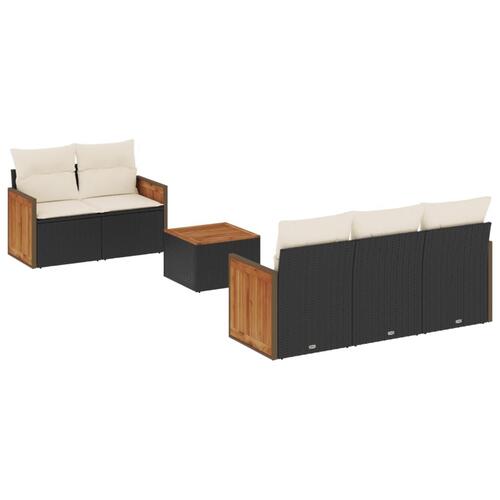 Sofasæt til haven 6 dele med hynder polyrattan sort
