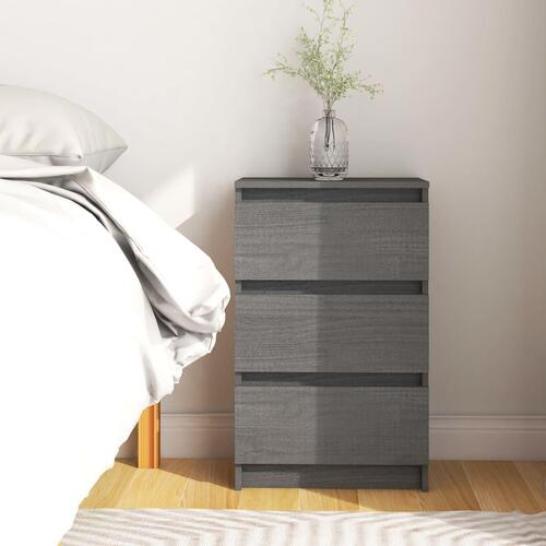 Sengeskab 40x29,5x64 cm massivt fyrretræ grå
