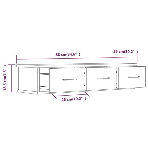 Vægskab 88x26x18,5 cm konstrueret træ brun egetræsfarve