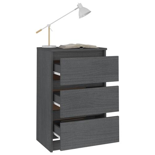 Sengeskab 40x29,5x64 cm massivt fyrretræ grå