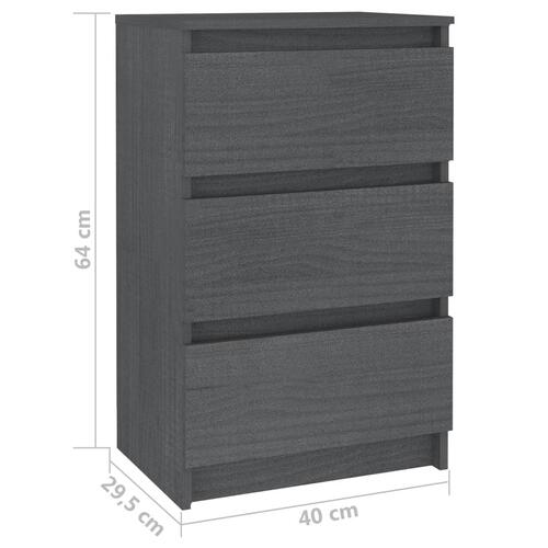 Sengeskab 40x29,5x64 cm massivt fyrretræ grå