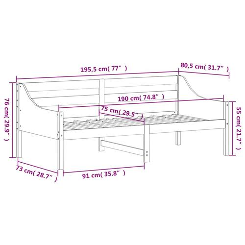Daybed med reol uden madras 75x190 cm massivt fyrretræ hvid