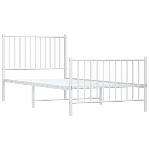 Sengeramme med gavl og fodgærde 90×200 cm - metal, hvid