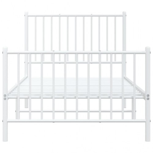 Sengeramme med gavl og fodgærde 90×200 cm - metal, hvid