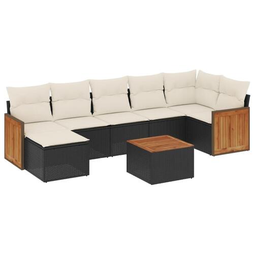 Sofasæt til haven 8 dele med hynder polyrattan sort
