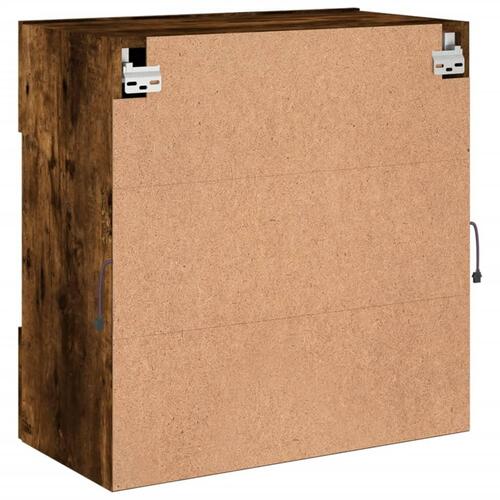 Væghængt tv-bord med LED-lys 58,5x30x60,5 cm røget egetræsfarve