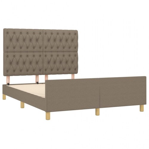 Sengeramme med sengegavl 140x190 cm - stof, gråbrun