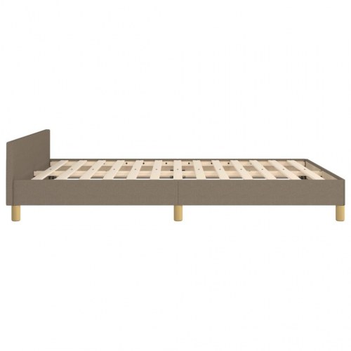Sengeramme med sengegavl 140x190 cm - stof, gråbrun