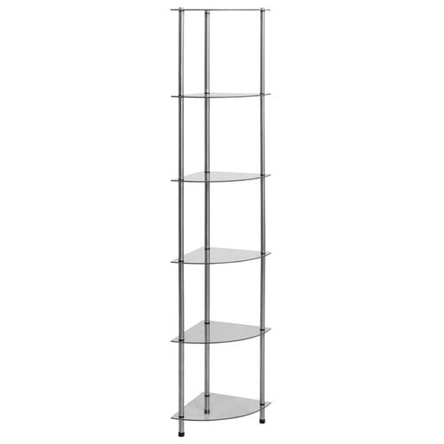 Reol med 6 hylder 30x30x160 cm hærdet glas transparent