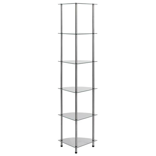 Reol med 6 hylder 30x30x160 cm hærdet glas transparent