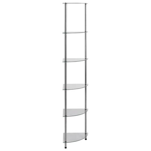 Reol med 6 hylder 30x30x160 cm hærdet glas transparent