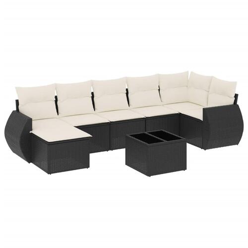 Sofasæt til haven 8 dele med hynder polyrattan sort