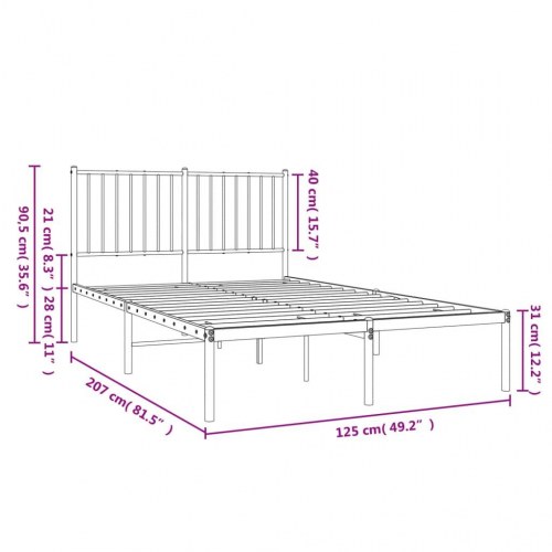 Sengeramme med sengegavl i metal - 120 x 190 cm, hvid