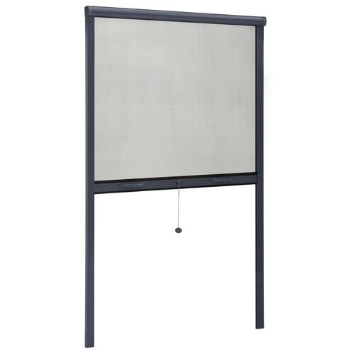 Nedrullelig insektskærm til vinduer 100x170 cm antracitgrå
