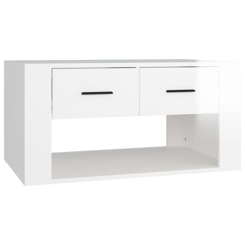 Sofabord 80x50x40 cm konstrueret træ hvid højglans