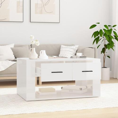 Sofabord 80x50x40 cm konstrueret træ hvid højglans