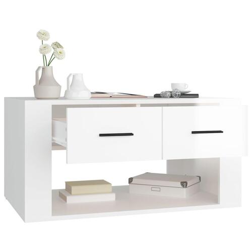 Sofabord 80x50x40 cm konstrueret træ hvid højglans