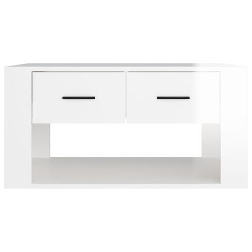Sofabord 80x50x40 cm konstrueret træ hvid højglans