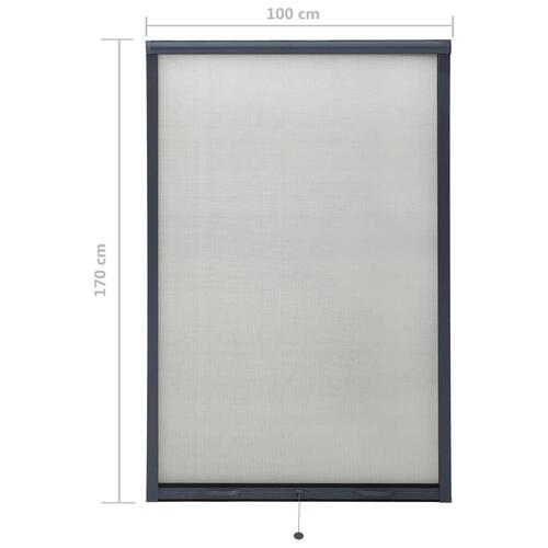 Nedrullelig insektskærm til vinduer 100x170 cm antracitgrå