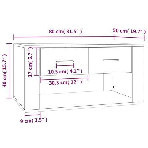 Sofabord 80x50x40 cm konstrueret træ hvid højglans