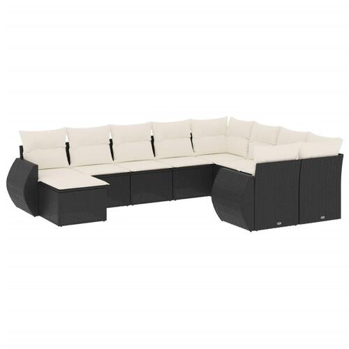 Sofasæt til haven 10 dele med hynder polyrattan sort