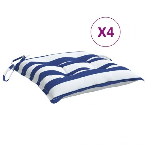 Stolehynder 4 stk. - 40 × 40 × 7 cm - stof med blå/hvide striber