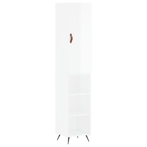 Skab 34,5x34x180 cm konstrueret træ hvid højglans