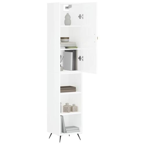 Skab 34,5x34x180 cm konstrueret træ hvid højglans