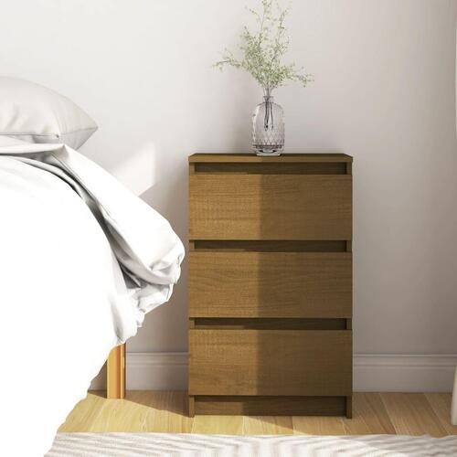 Sengeskab 40x29,5x64 cm massivt fyrretræ honningbrun