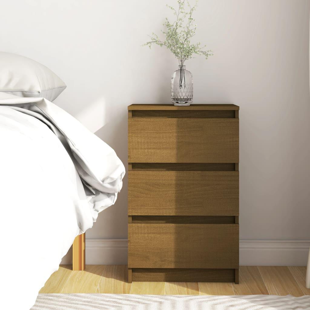 Sengeskab 40x29,5x64 cm massivt fyrretræ honningbrun