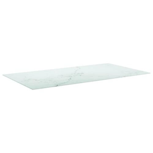 Bordplade 120x65 cm 8 mm hærdet glas med marmordesign hvid