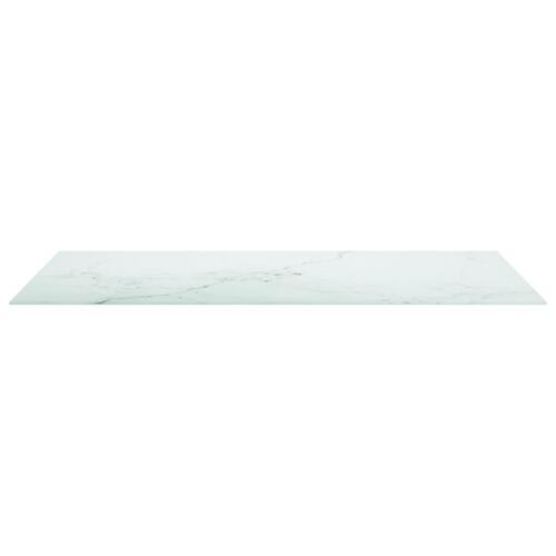 Bordplade 120x65 cm 8 mm hærdet glas med marmordesign hvid