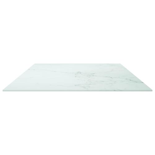 Bordplade 120x65 cm 8 mm hærdet glas med marmordesign hvid
