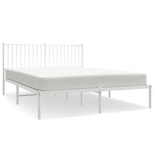 Sengeramme med sengegavl 150 x 200 cm i metal - hvid