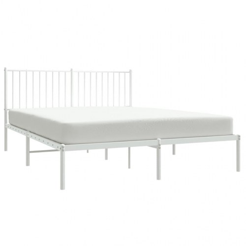 Sengeramme med sengegavl 150 x 200 cm i metal - hvid