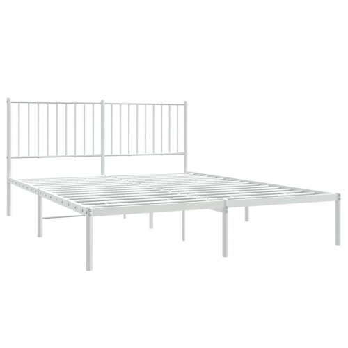 Sengeramme med sengegavl 150 x 200 cm i metal - hvid