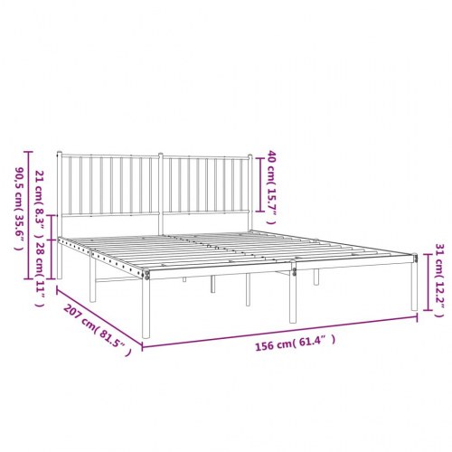 Sengeramme med sengegavl 150 x 200 cm i metal - hvid