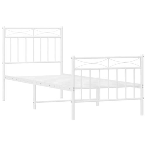 Sengeramme med sengegavl og fodgærde 75x190 cm metal hvid