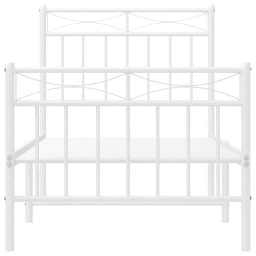 Sengeramme med sengegavl og fodgærde 75x190 cm metal hvid
