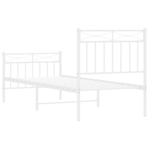 Sengeramme med sengegavl og fodgærde 75x190 cm metal hvid