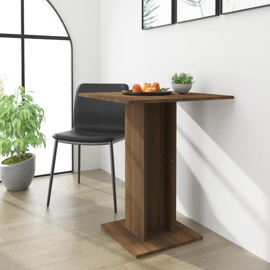 Bistrobord 60x60x75 cm konstrueret træ brun egetræ