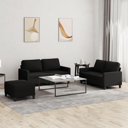 3 personers sofa med hynder stof sort