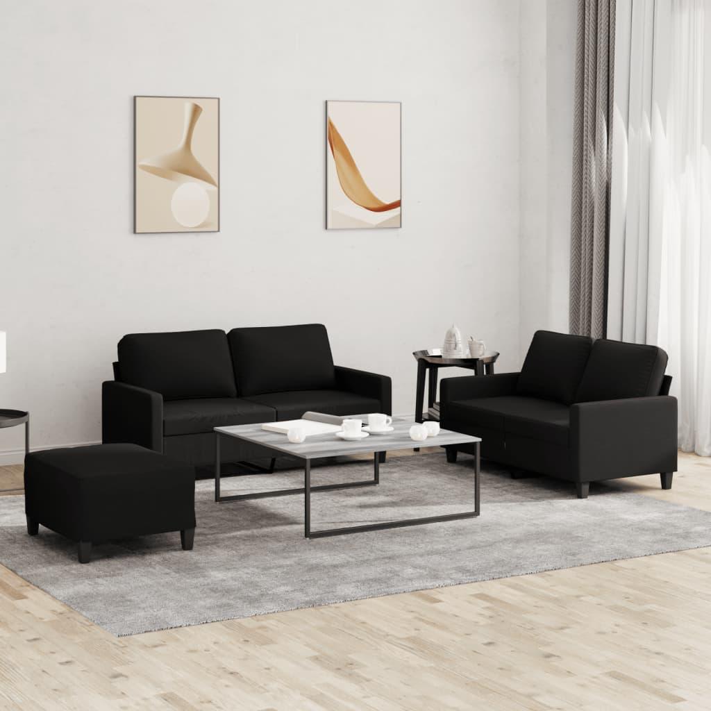 3 personers sofa med hynder stof sort