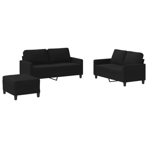 3 personers sofa med hynder stof sort