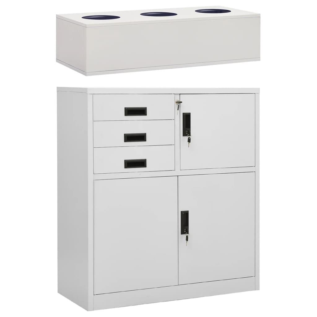 Kontorskab med plantekasse 90x40x125 cm stål lysegrå