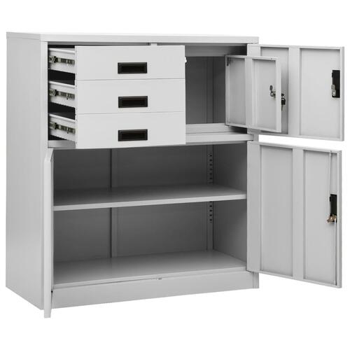 Kontorskab med plantekasse 90x40x125 cm stål lysegrå