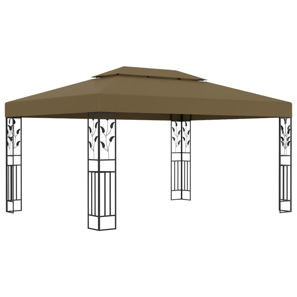 Pavillon med dobbelttag 3x4 m 180 g/m² gråbrun